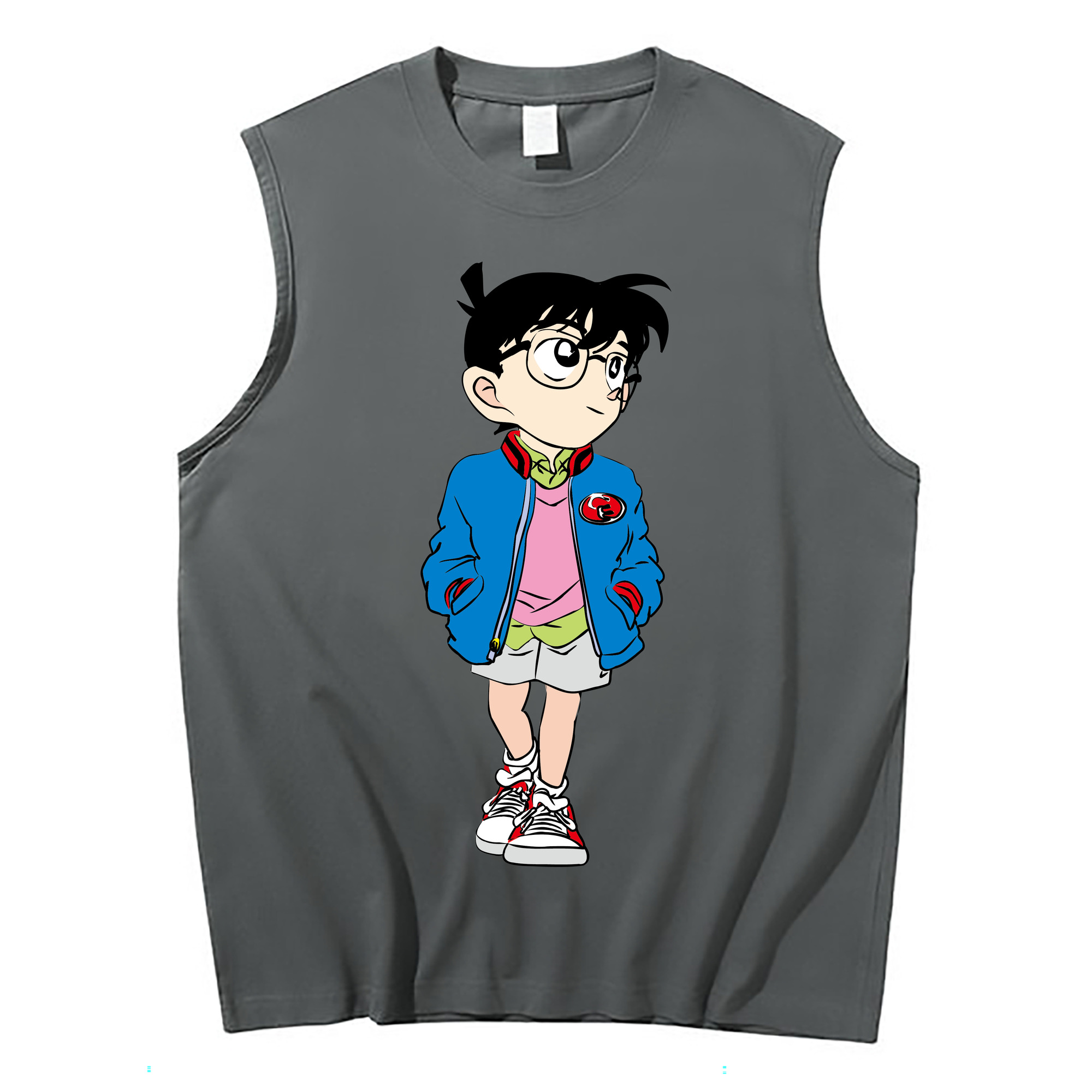 （画像用） 名探偵コナン 江戸川 コナン Detective Conan Conan Edogawa コットン100％タンクトップ（フロントプリント）